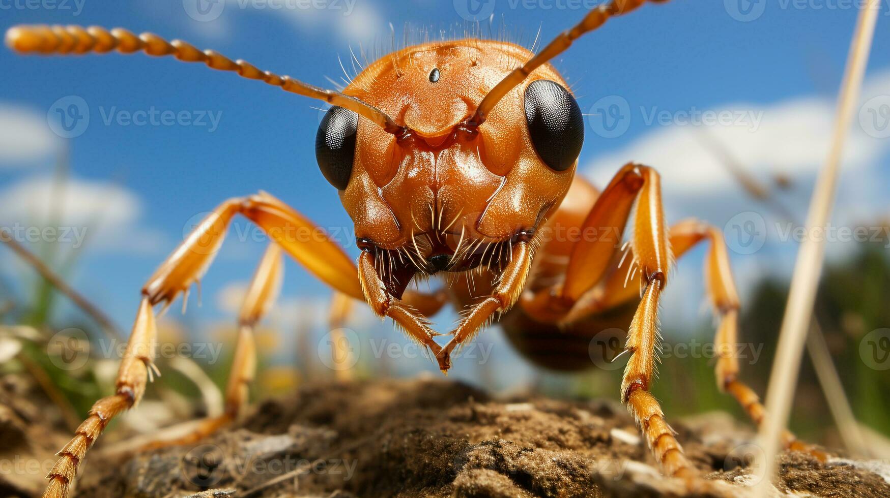 de cerca foto de un Sáhara Desierto hormiga mirando ninguna dirección en el desierto. generativo ai