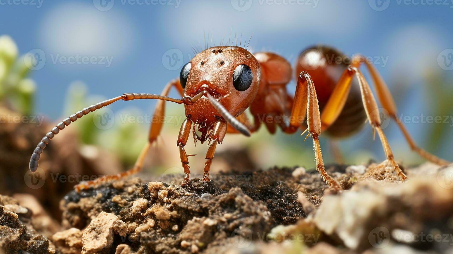 Close-up photo of a Sahara Desert Ant looking any direction in the Desert. Generative AI
