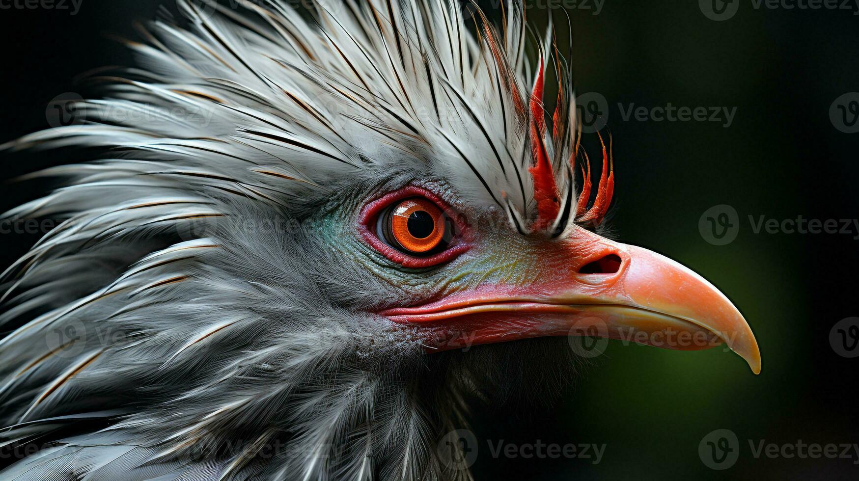 Close-up photo of a Secretary Bird looking any direction on jungle. Generative AI
