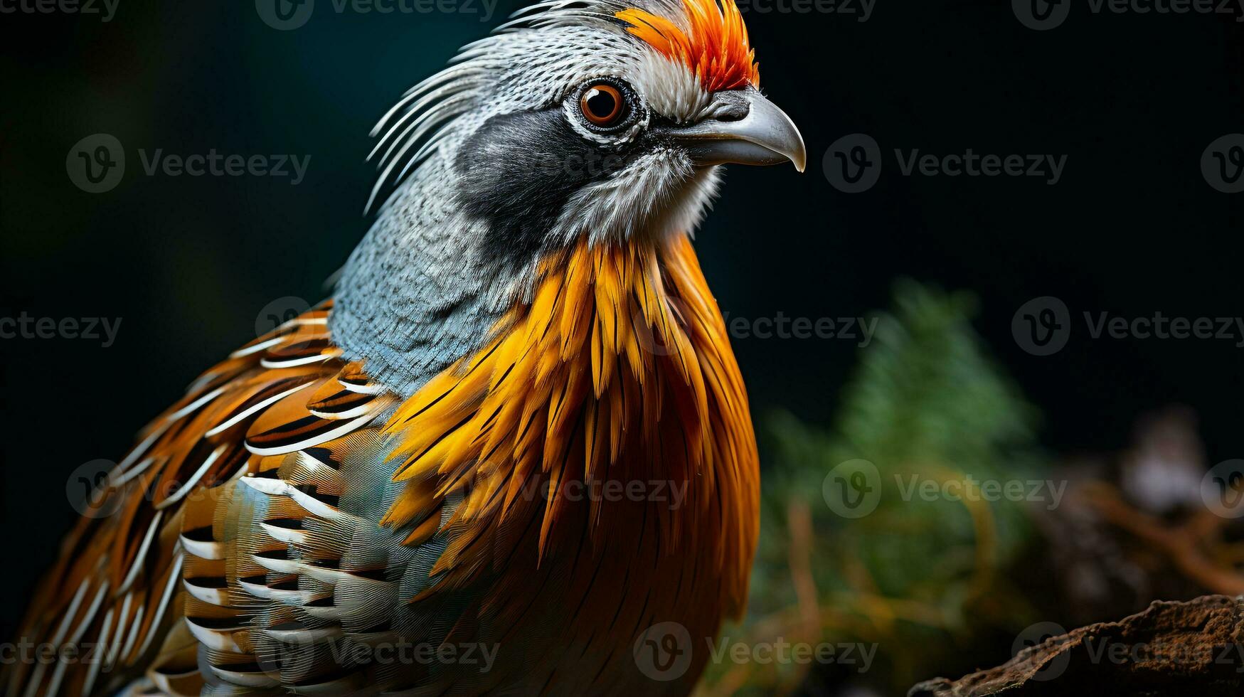 Close-up photo of a Quail looking any direction. Generative AI