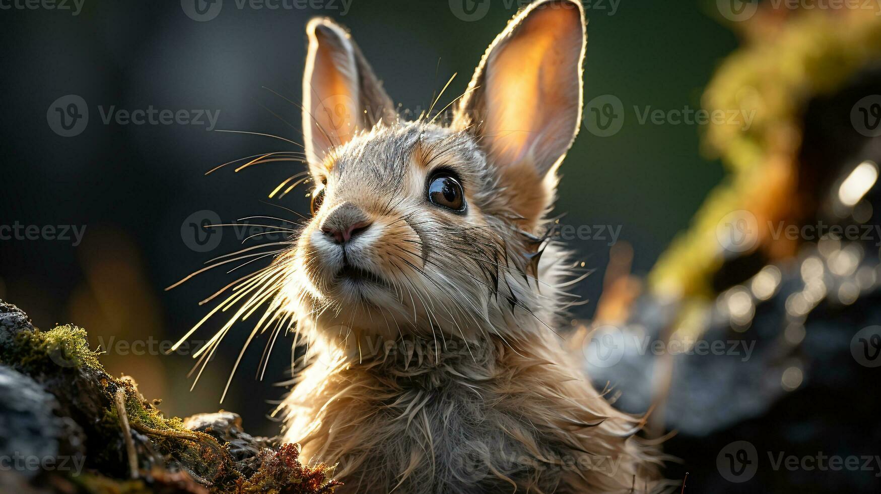 Close-up photo of a Rabbit looking any direction. Generative AI