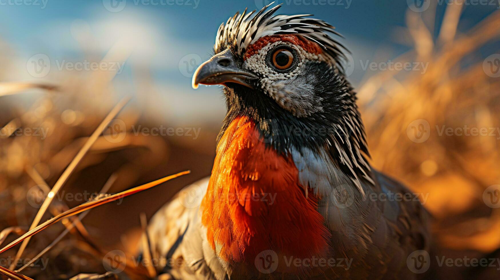 Close-up photo of a Quail looking any direction. Generative AI