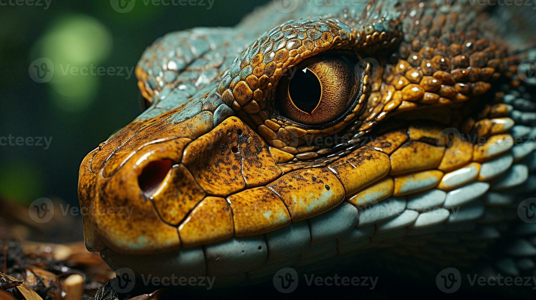 Close-up photo of a Python looking in their habitat. Generative AI
