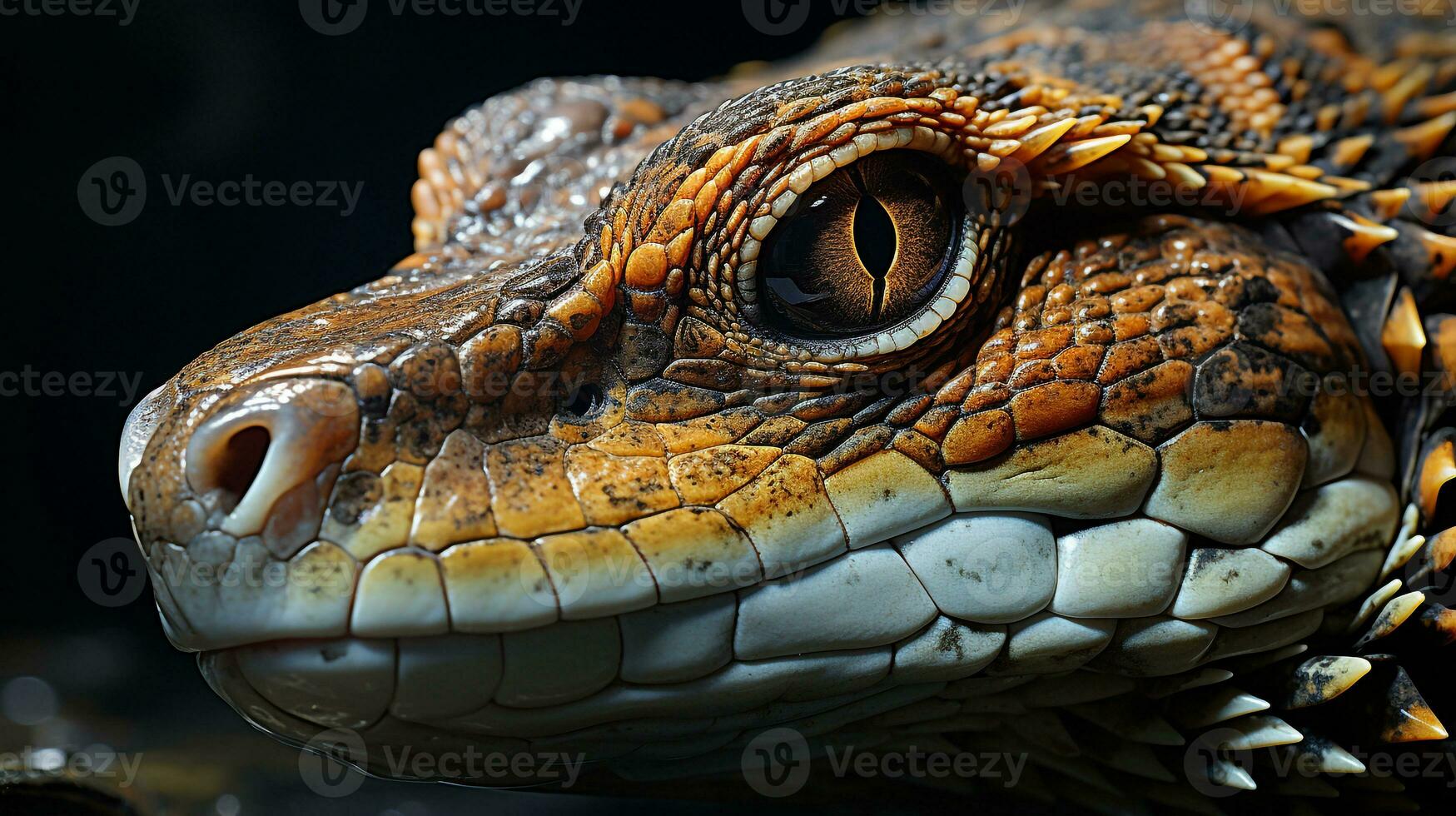 Close-up photo of a Python looking in their habitat. Generative AI