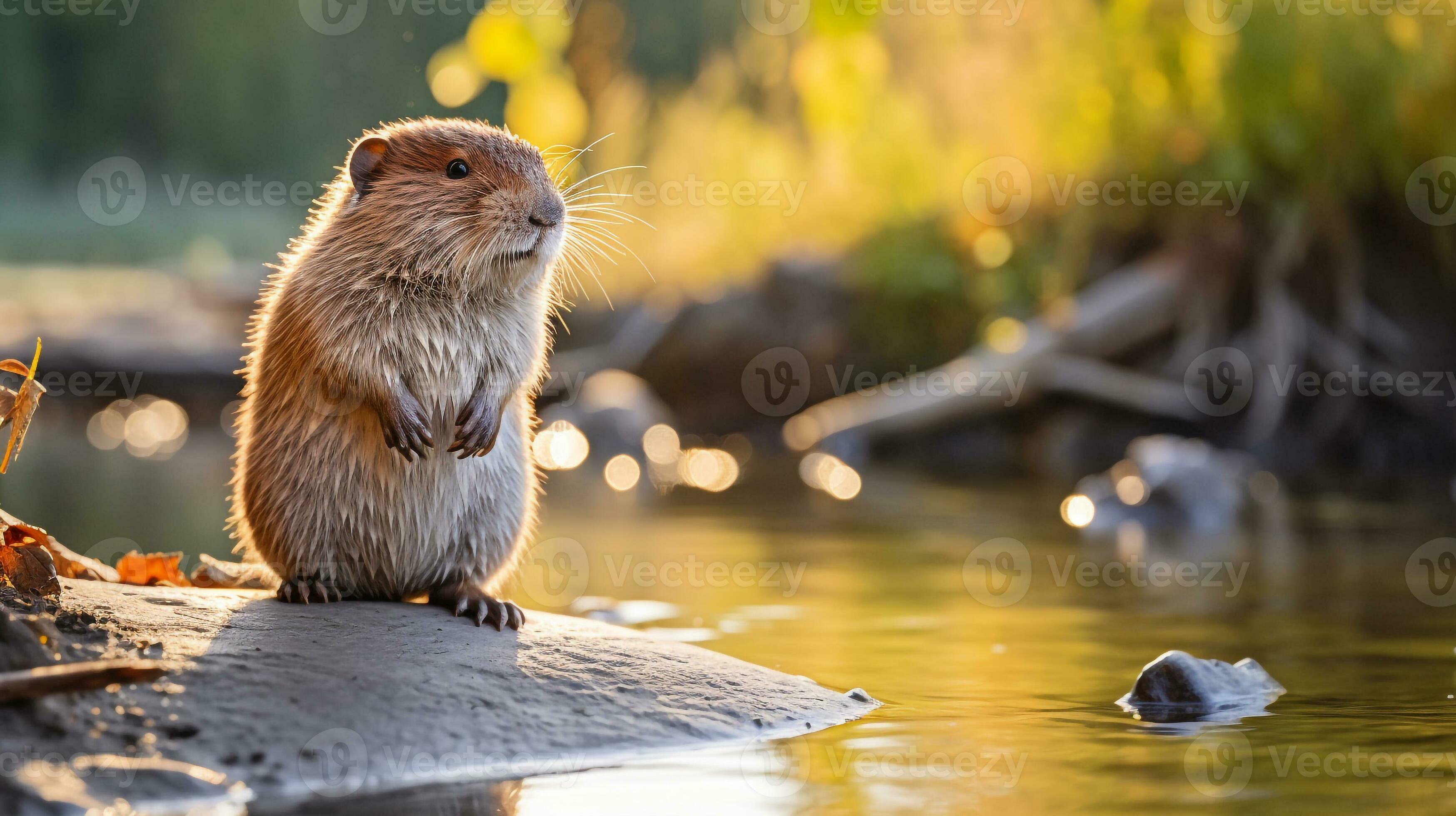 Closeup photo of a Pocket Gopher looking in their habitat. Generative