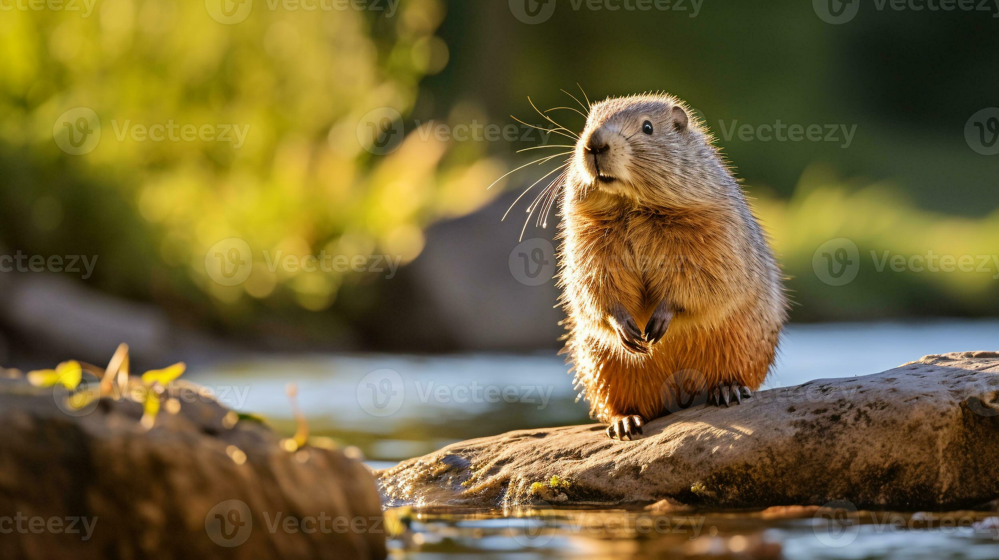 Closeup photo of a Pocket Gopher looking in their habitat. Generative