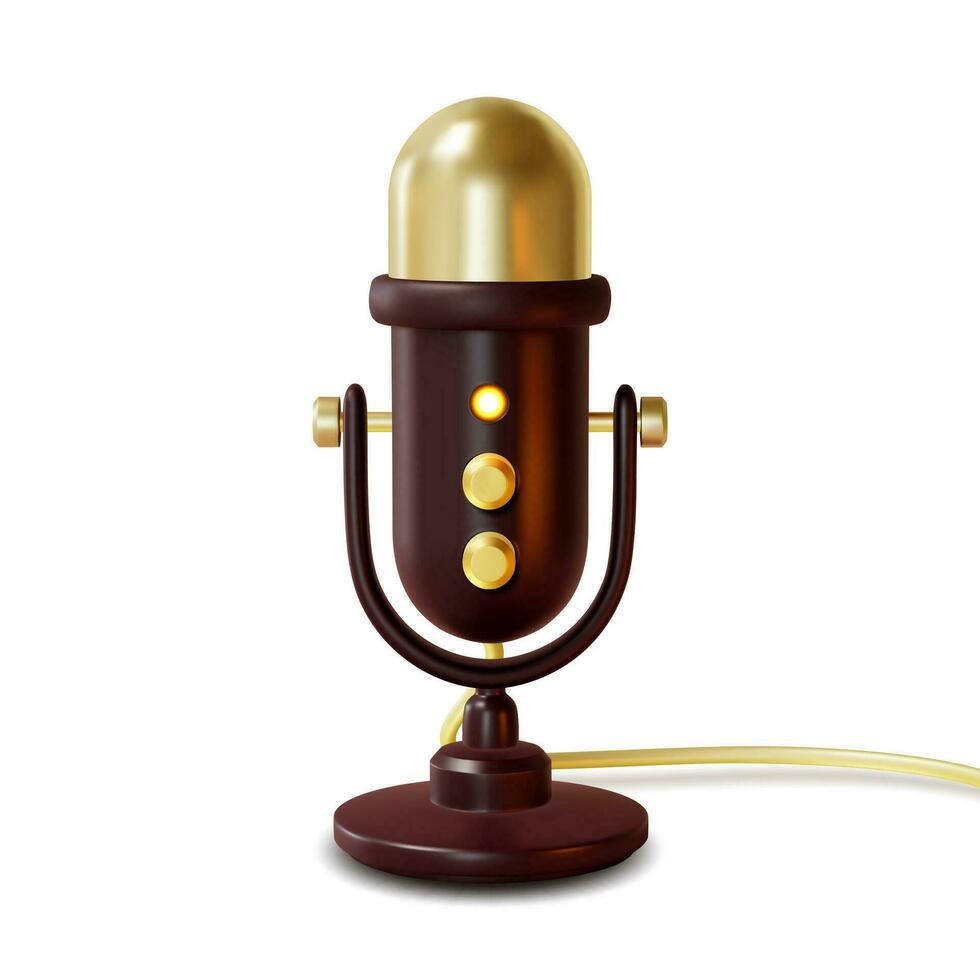 3d Professional Studio Microphone Cartoon Style. Vector