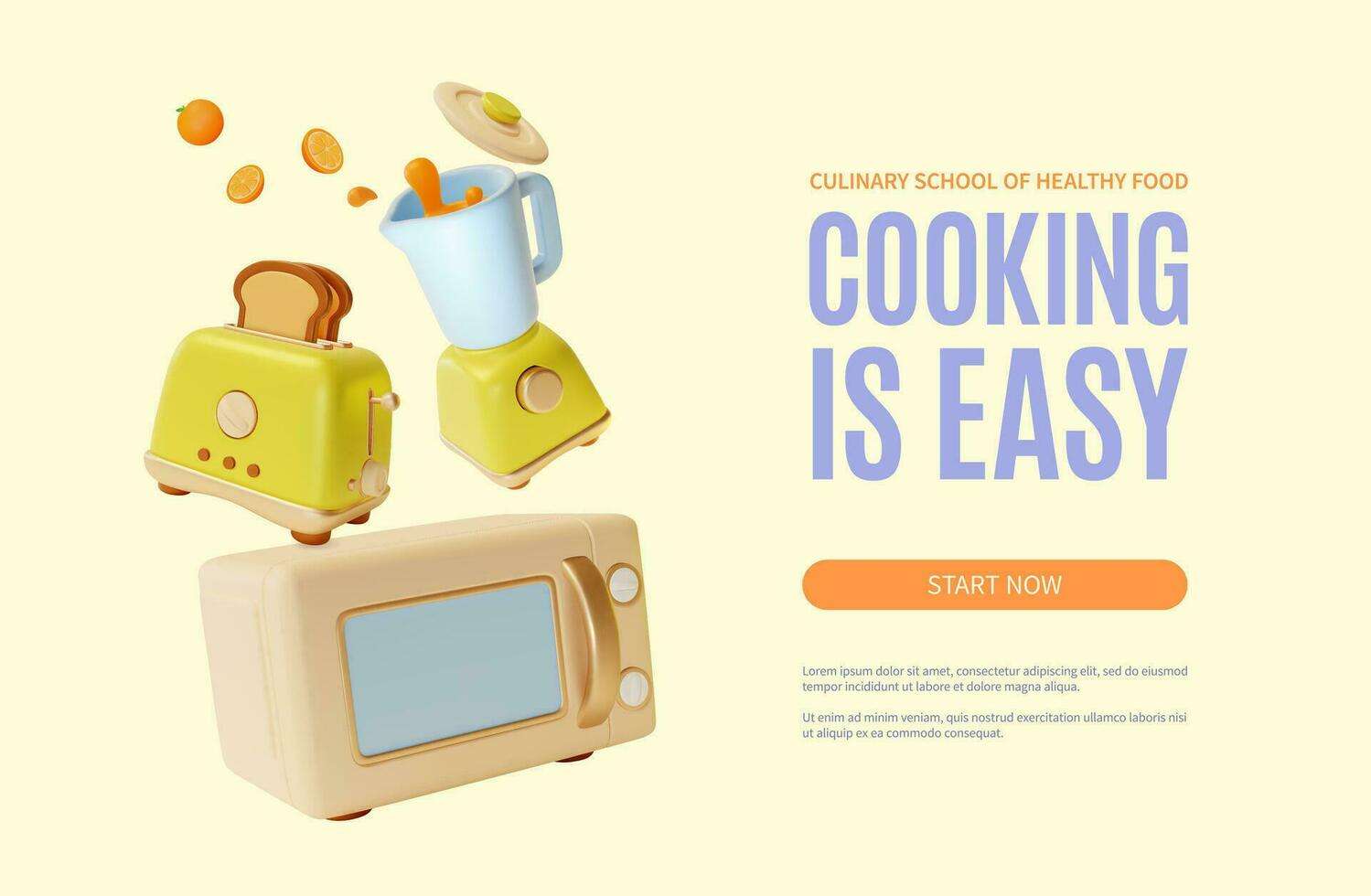 3d Cocinando es fácil cartel póster bandera tarjeta modelo dibujos animados estilo. vector