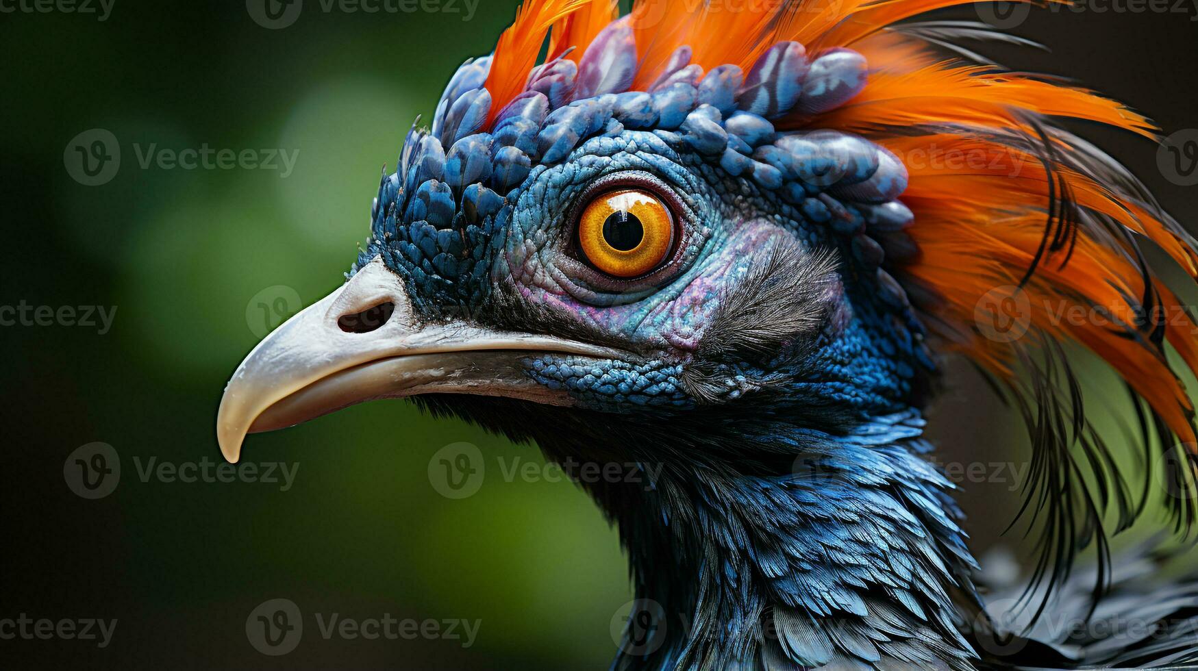 Close-up photo of a Peacock looking any direction. Generative AI