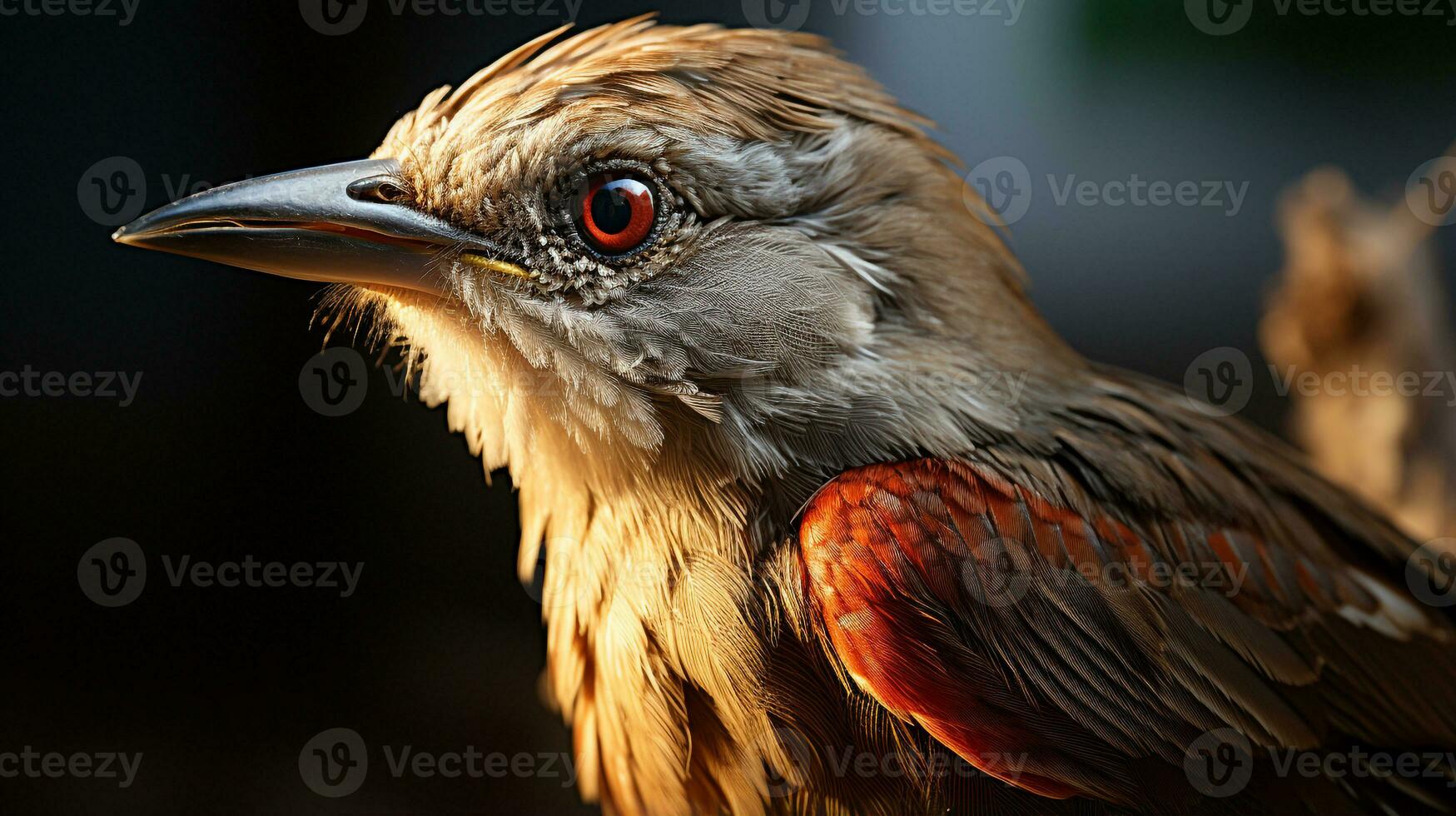 Close-up photo of a Nightingale looking any direction. Generative AI