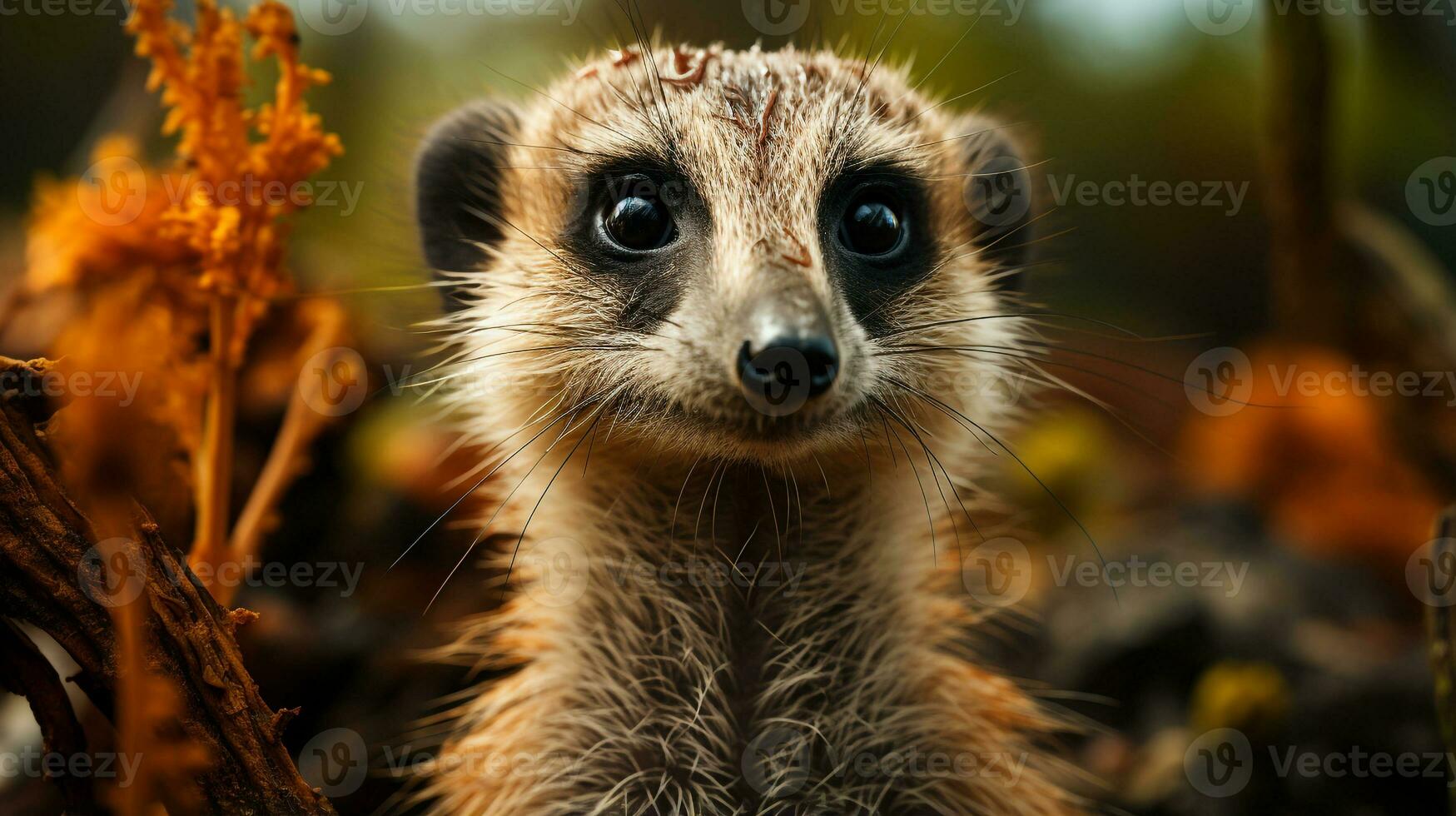 Close-up photo of a Meerkat looking any direction on jungle. Generative AI