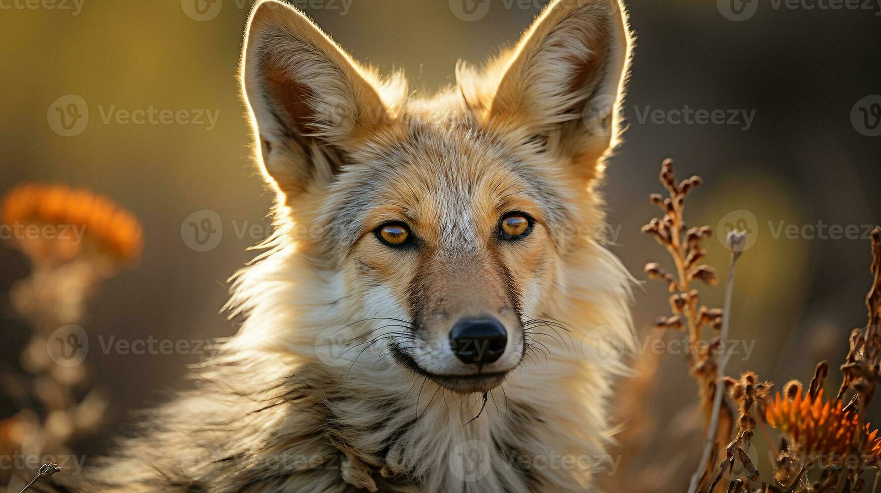 Close-up photo of a Jackal looking any direction. Generative AI
