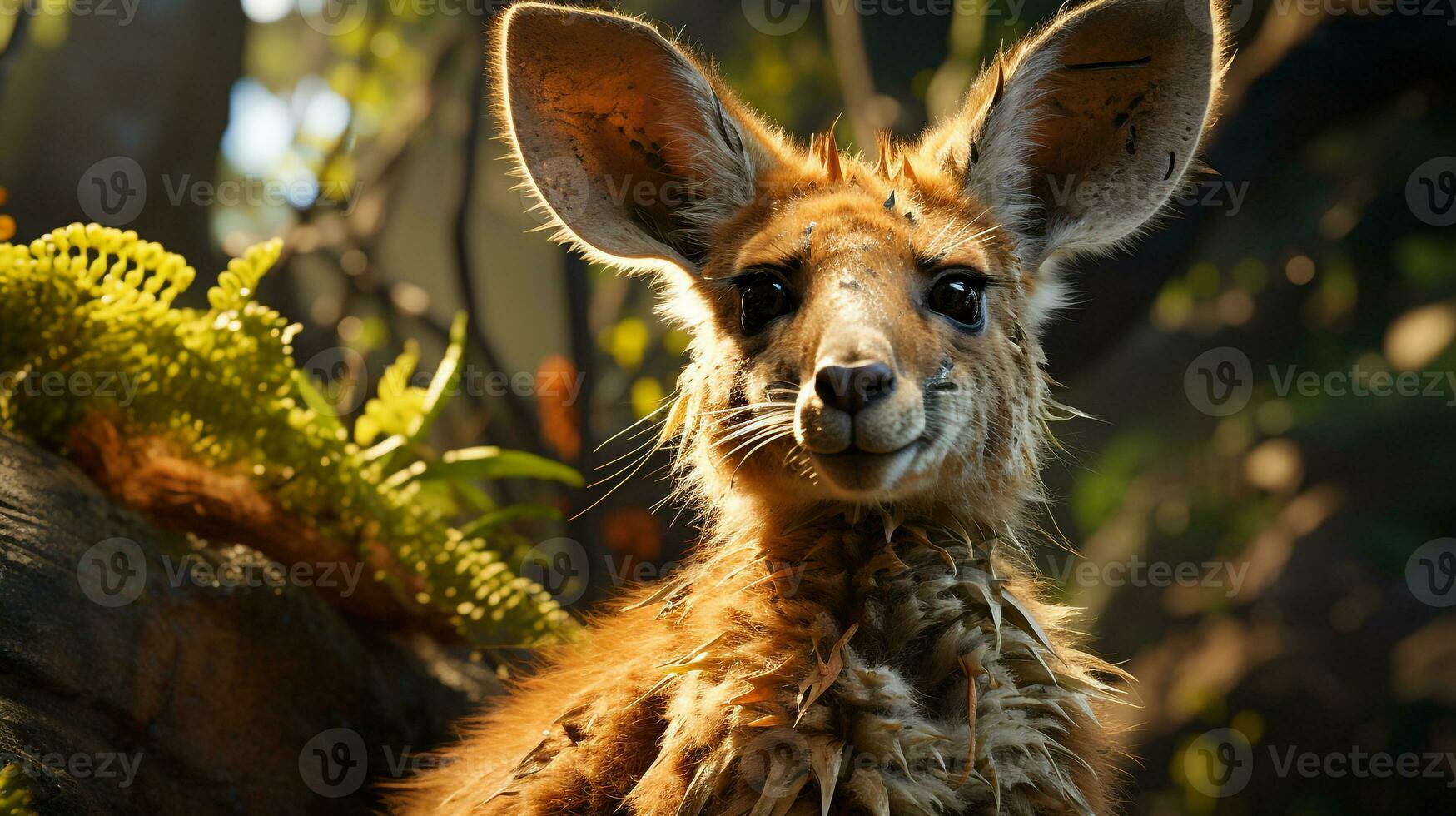 Close-up photo of a Kangaroo looking any direction on jungle. Generative AI