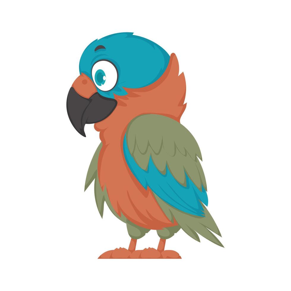 A cartoon parrot with blue and green feathers vector