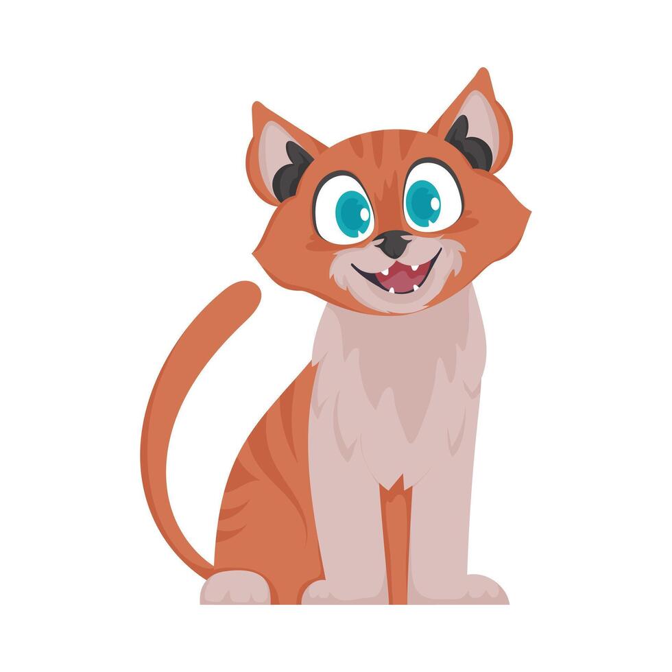 A cartoon cat with blue eyes and a smile vector