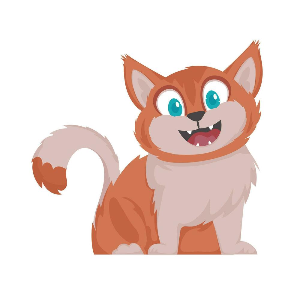 un bonito y divertido gato con un brillante rojo Saco es relajante vector ilustración