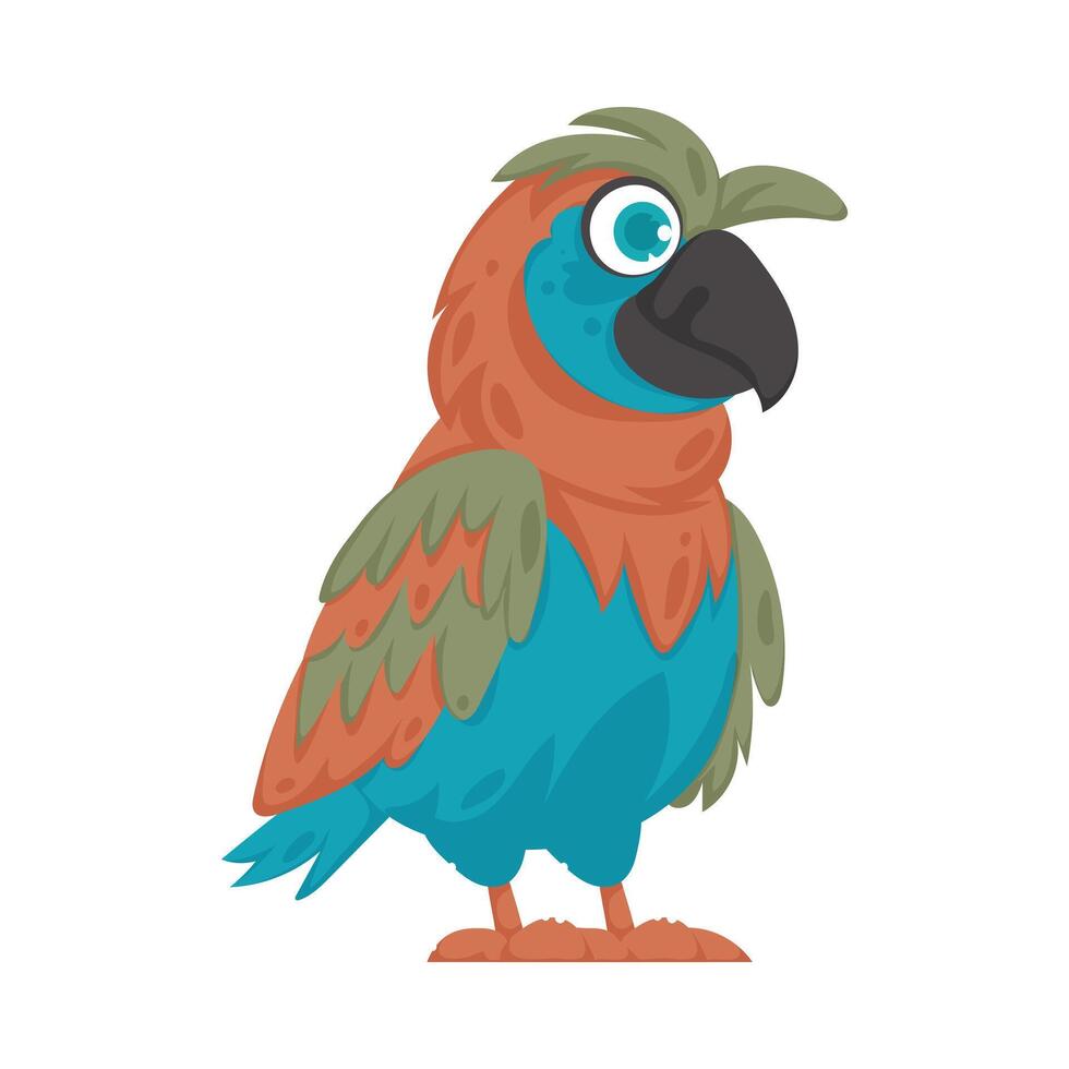 A cartoon parrot with a big blue eye vector