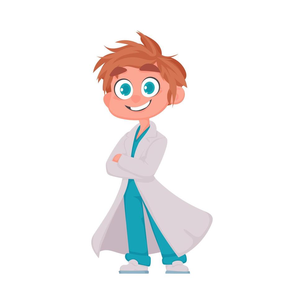 There is a guy who is nice and attractive, and he dresses as a doctor Vector Illustration