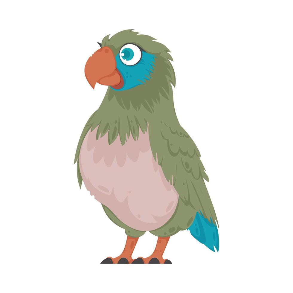 A cartoon green parrot with blue eyes vector