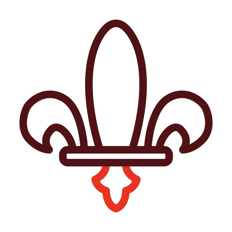 Fleur de lis Vector Thick Line Two Color Icons For Personal And Commercial Use.