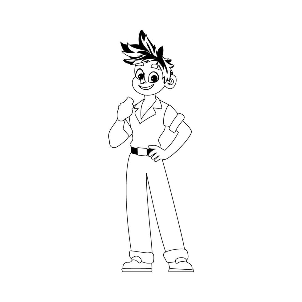 A funny and likable man with a job in the medical field, where he wears a special outfit. Childrens coloring page. vector