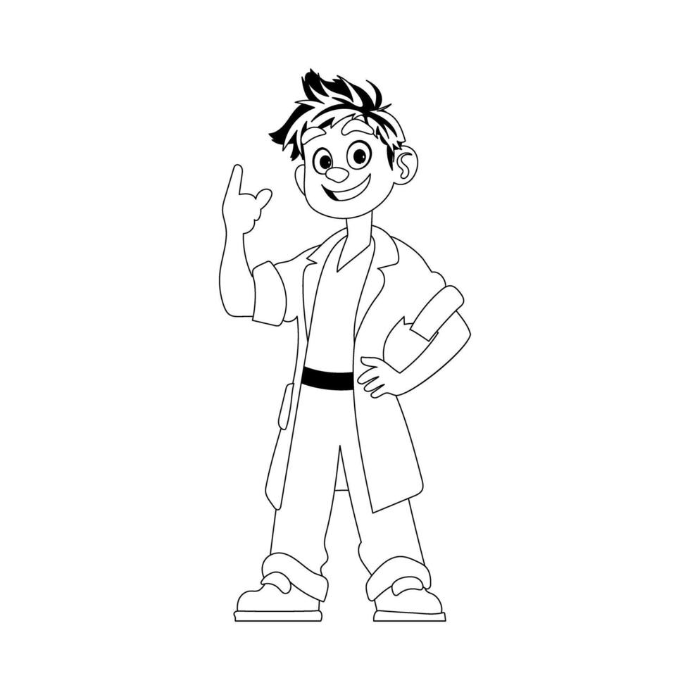 This person works in healthcare. Childrens coloring page. vector