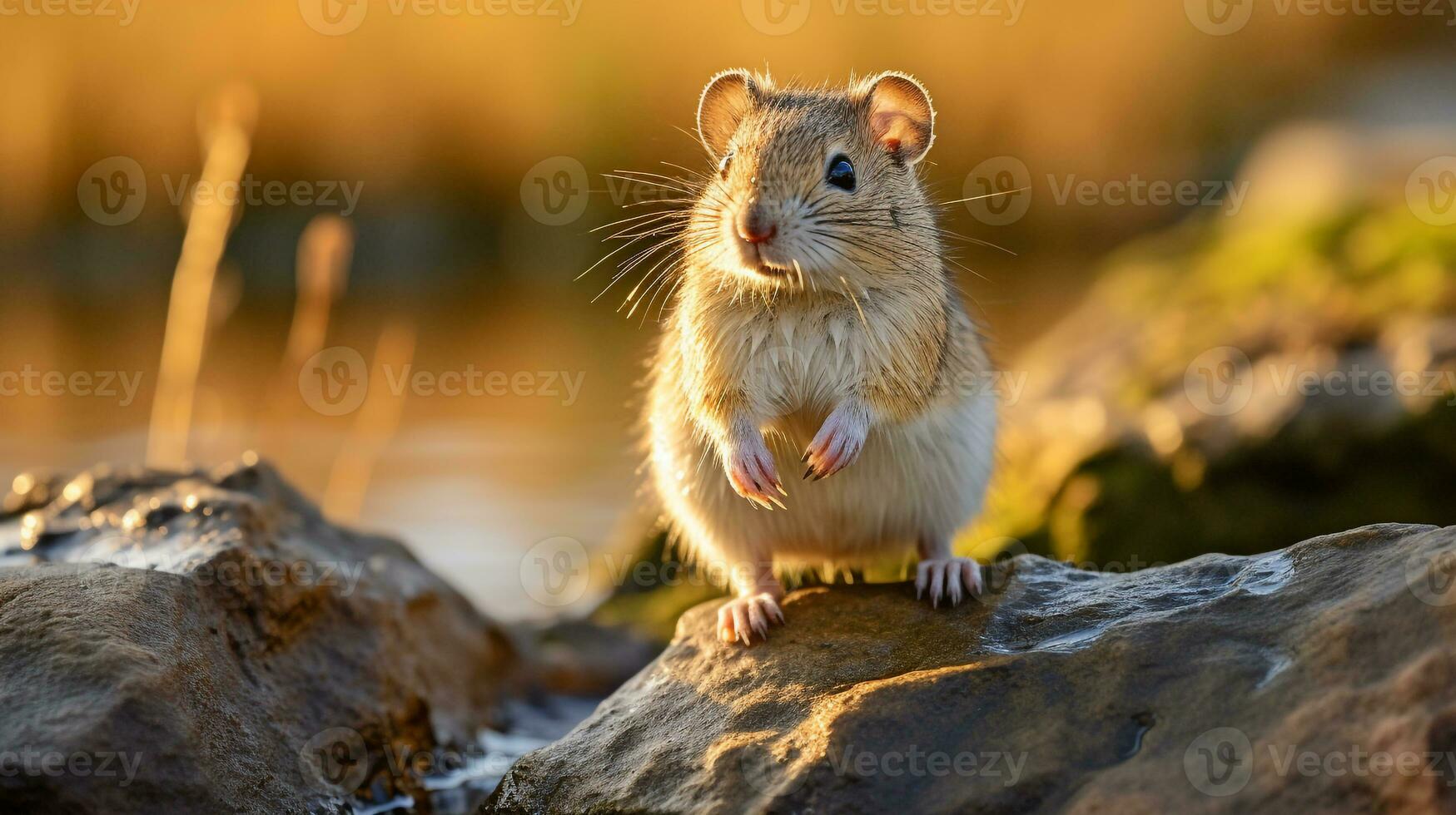 Close-up photo of a Gerbil looking in their habitat. Generative AI