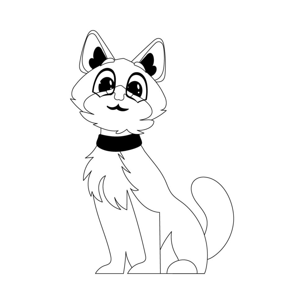 A cute, funny, red cat is just sitting there Childrens coloring page vector