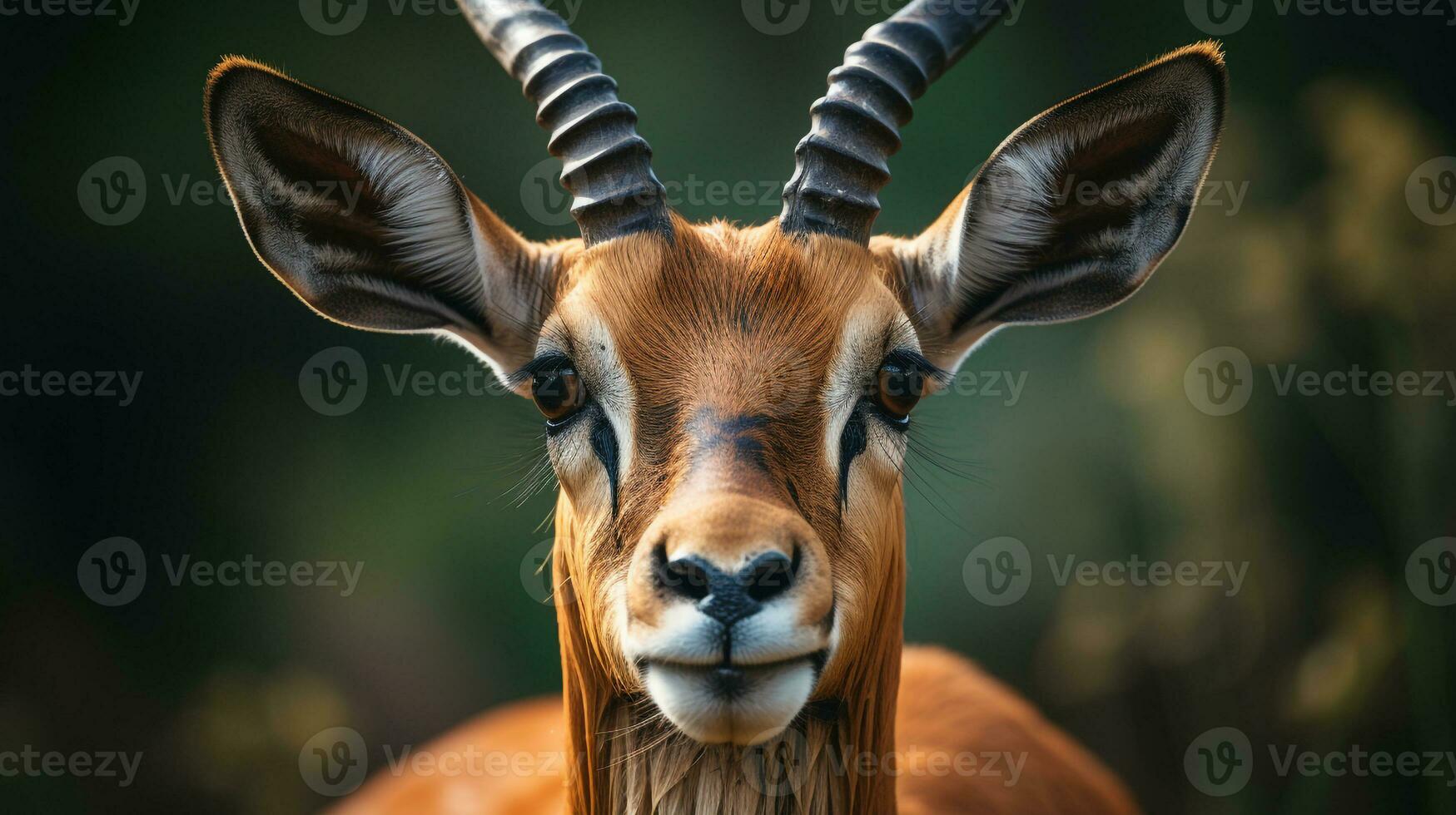 Close-up photo of a Gazelle looking any direction on jungle. Generative AI