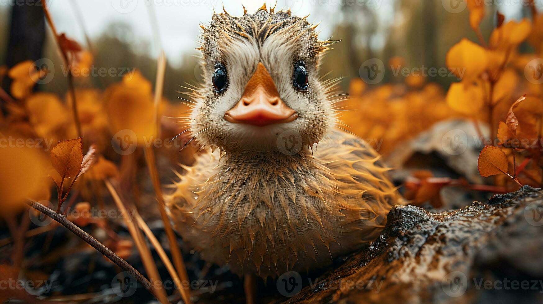 Close-up photo of a Duck looking any direction. Generative AI