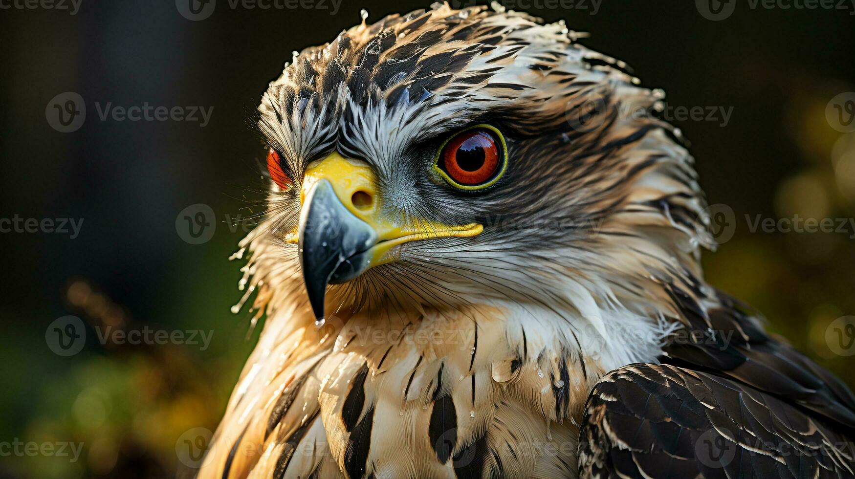 Close-up photo of a Falcon looking any direction. Generative AI