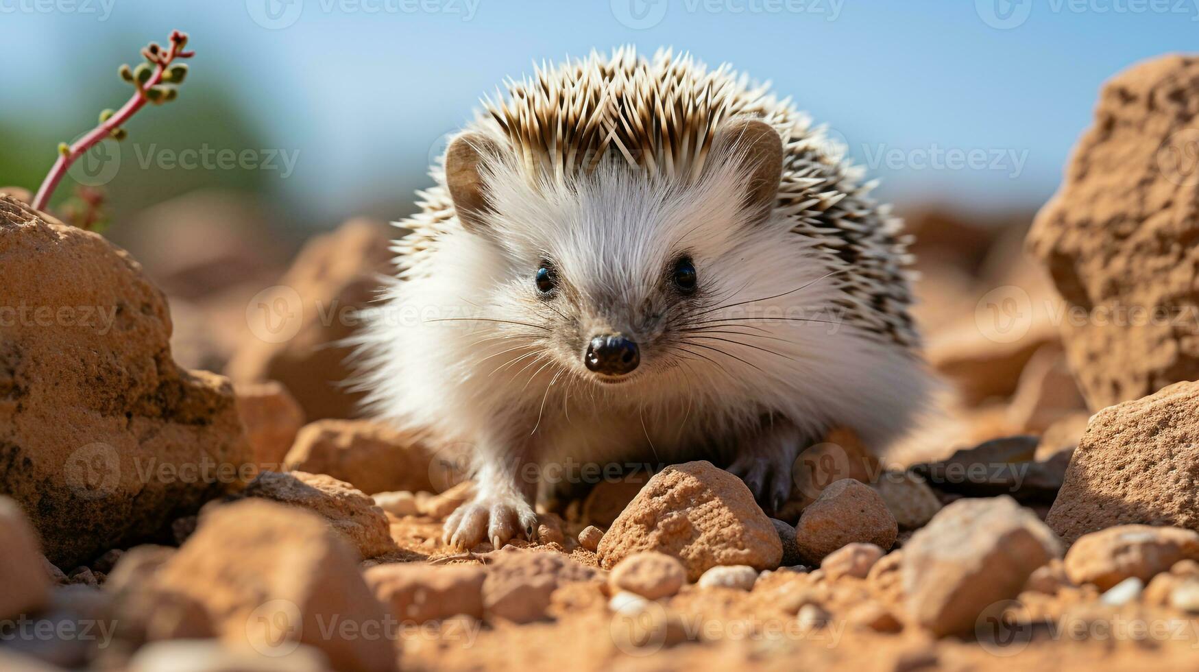 de cerca foto de un Desierto erizo mirando ninguna dirección en el desierto. generativo ai