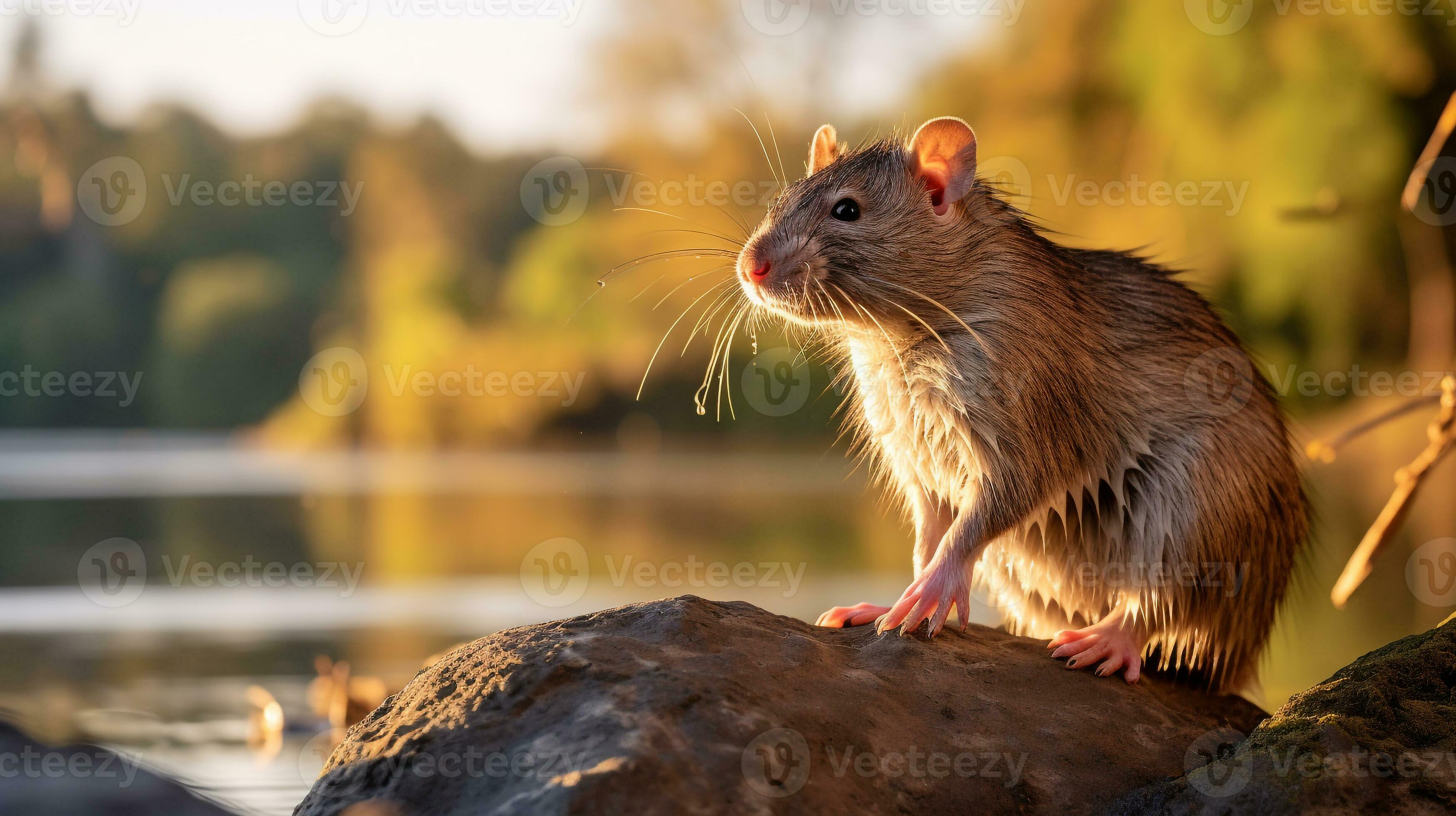 Closeup photo of a Cane Rat looking in their habitat. Generative AI