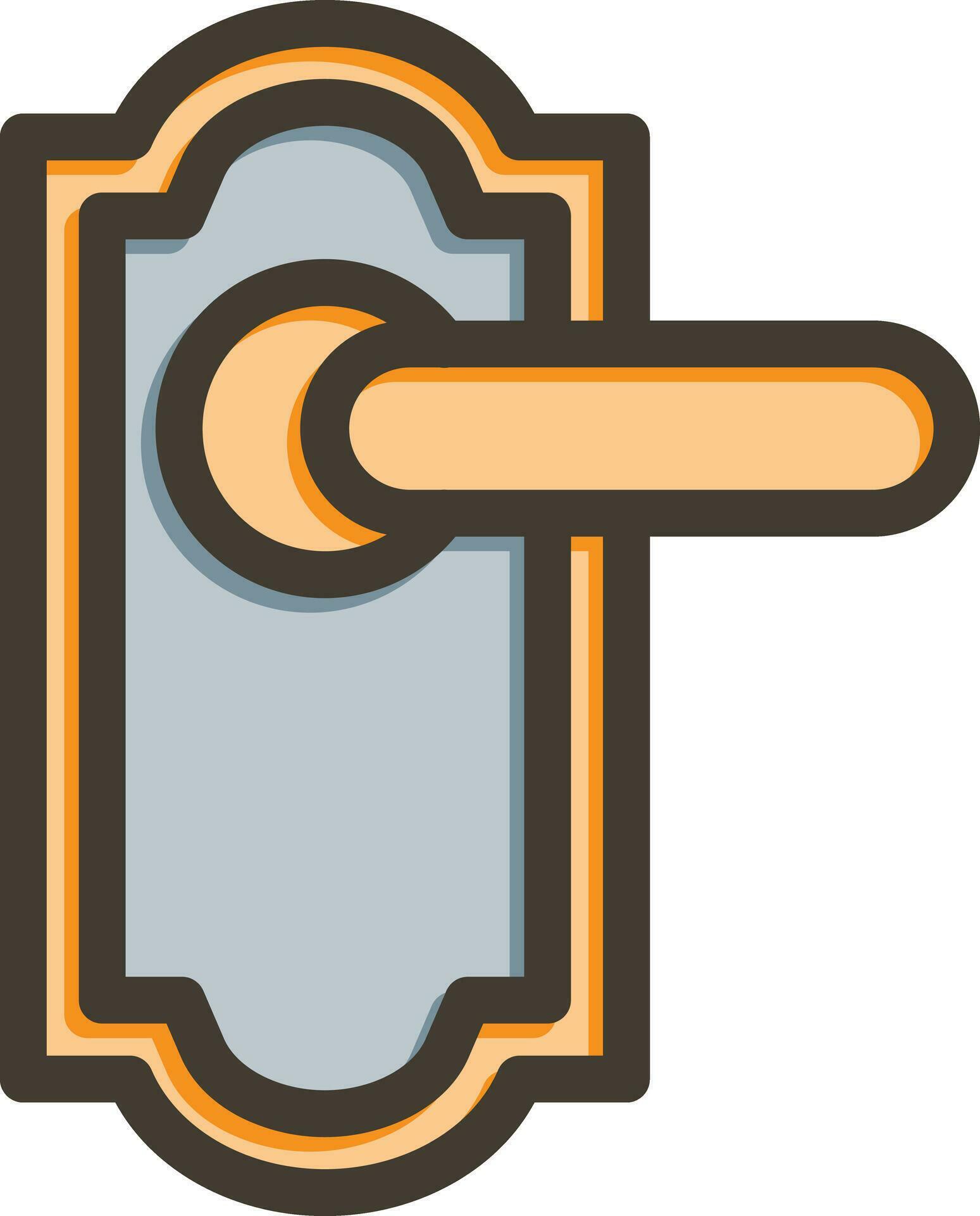 Door Handle Vector Thick Line Filled Colors Icon For Personal And