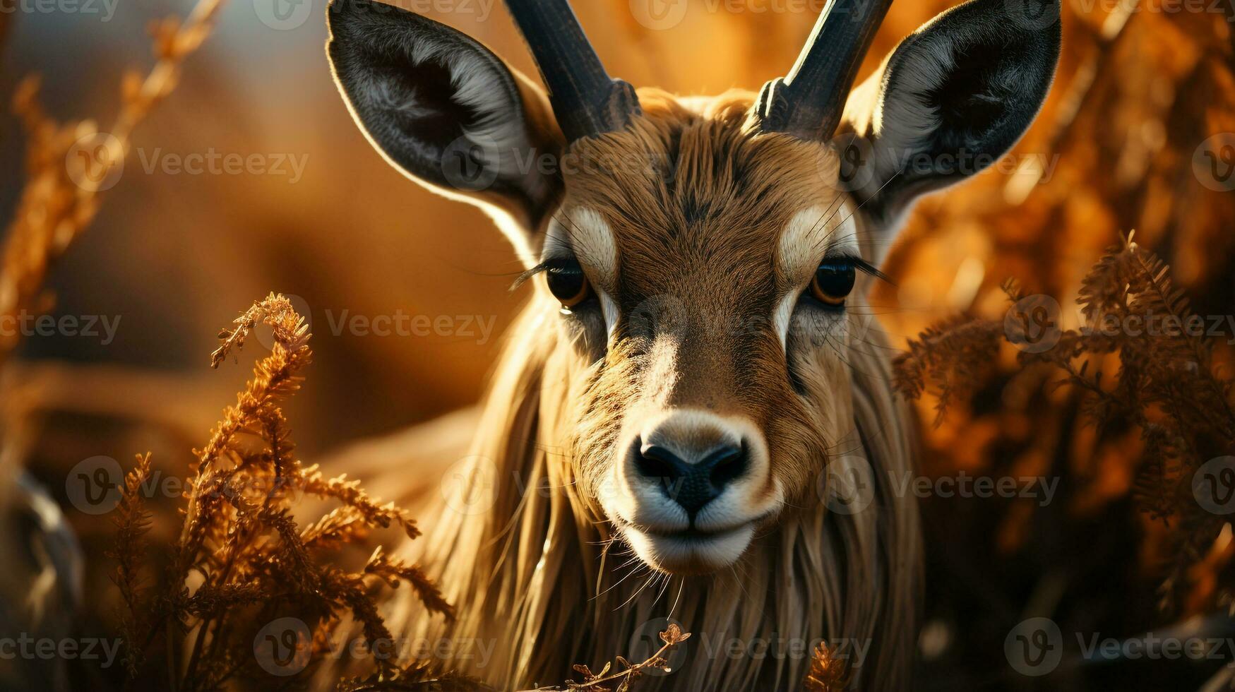 Close-up photo of a Antelope looking any direction on jungle. Generative AI