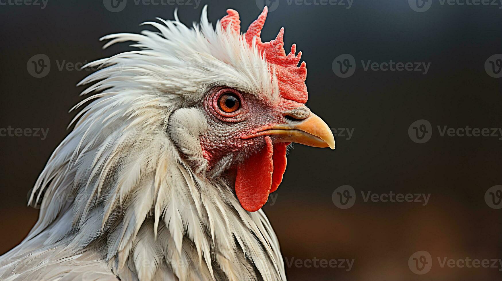 de cerca foto de un gallito pollo mirando ninguna dirección. generativo ai