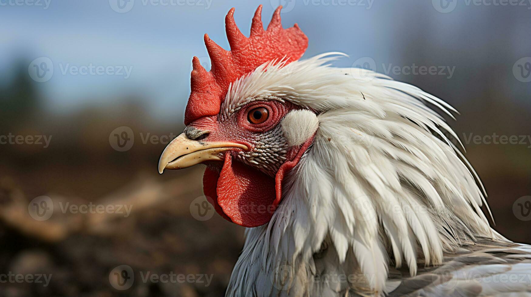 Close-up photo of a Bantam Chicken looking any direction. Generative AI