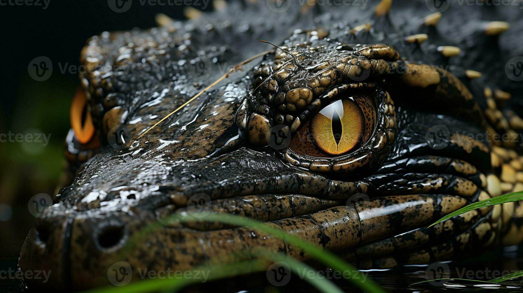 Close-up photo of a Alligator looking in their habitat. Generative AI
