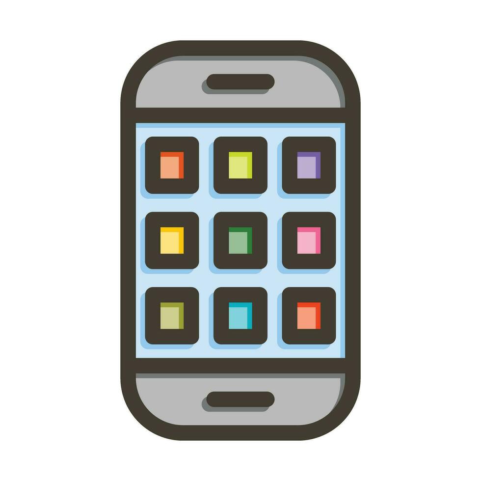 Mobile Applications Vector Thick Line Filled Colors Icon For Personal And Commercial Use.
