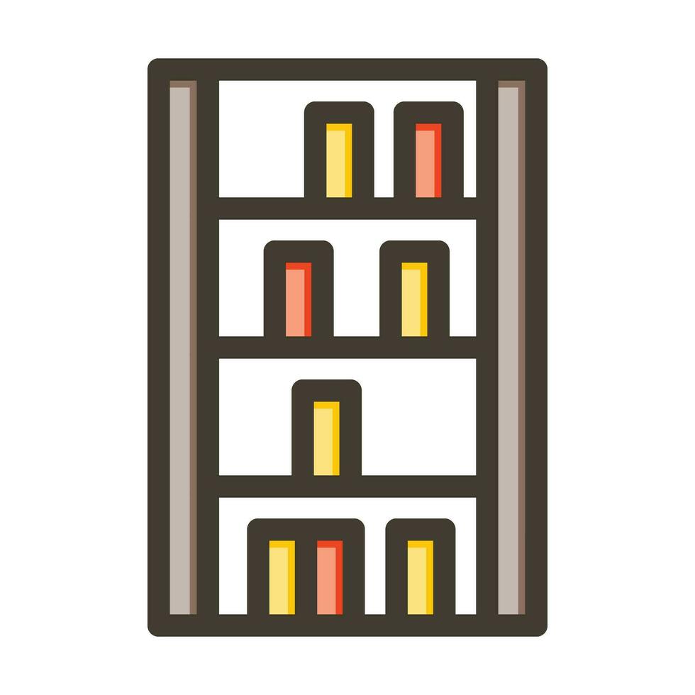 Bookcase Vector Thick Line Filled Colors Icon For Personal And Commercial Use.