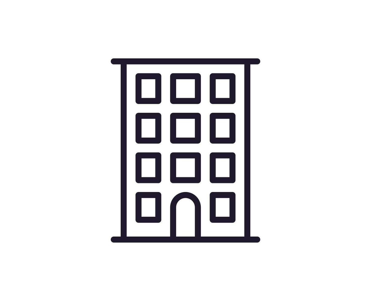 edificio vector línea icono. prima calidad logo para web sitios, diseño, en línea tiendas, compañías, libros, anuncios negro contorno pictograma aislado en blanco antecedentes