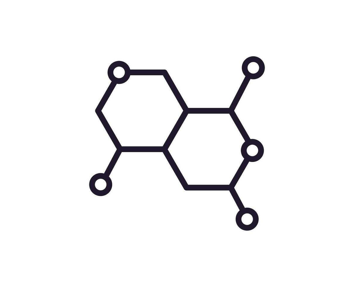Single line icon of molecule High quality vector illustration for design, web sites, internet shops, online books etc. Editable stroke in trendy flat style isolated on white background