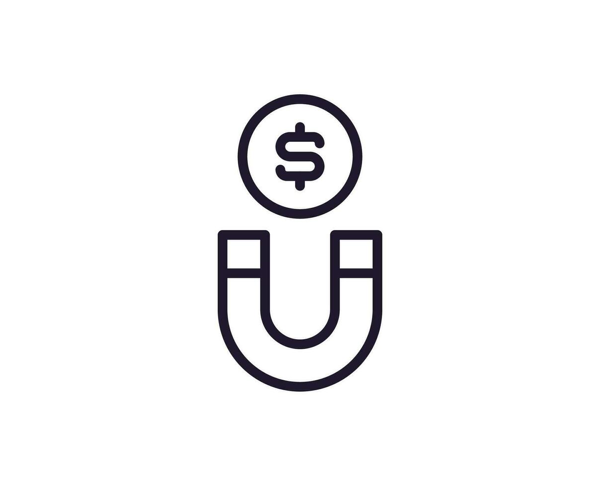 Single line icon of magnet on isolated white background. High quality editable stroke for mobile apps, web design, websites, online shops etc. vector