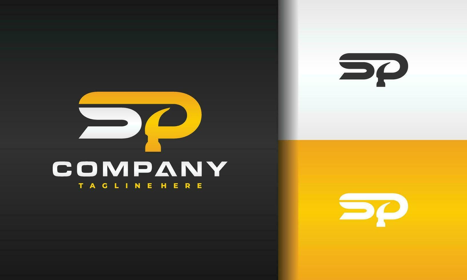 letter SP hammer logo vector