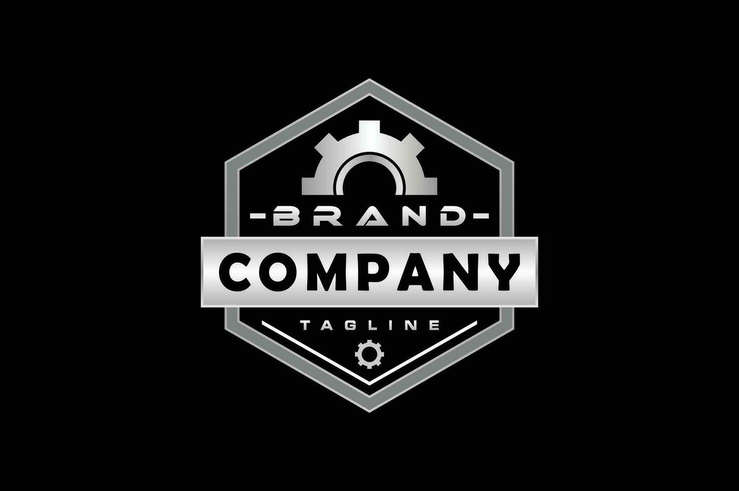 hexagon gear emblem logo vector