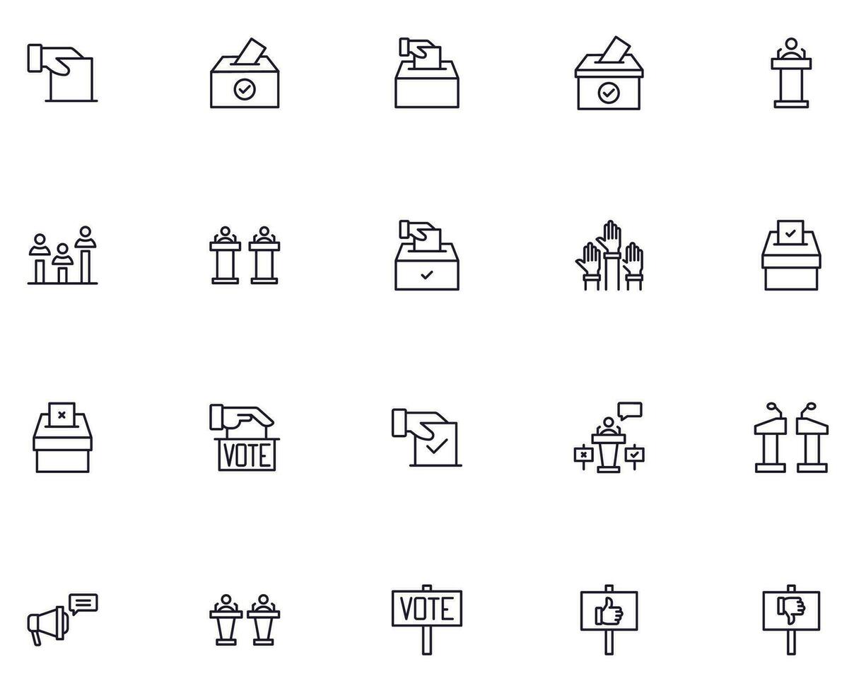 Collection of modern election outline icons. Set of modern illustrations for mobile apps, web sites, flyers, banners etc isolated on white background. Premium quality signs. vector