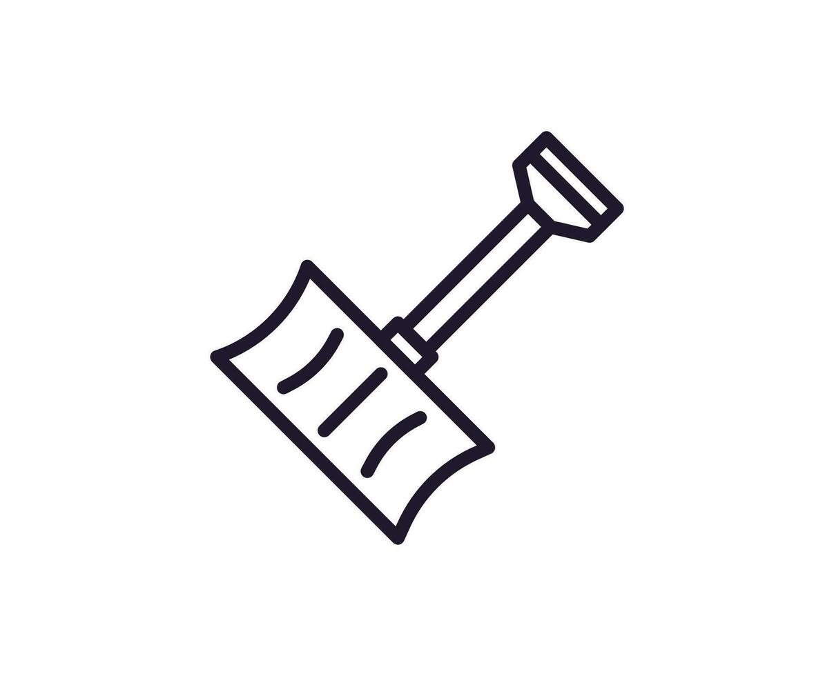 Shovel concept. Modern outline high quality illustration for banners, flyers and web sites. Editable stroke in trendy flat style. Line icon of shovel vector
