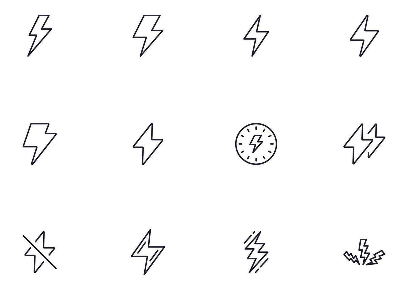 Flash concept. Flash line icon set. Collection of vector signs in trendy flat style for web sites, internet shops and stores, books and flyers. Premium quality icons isolated on white background