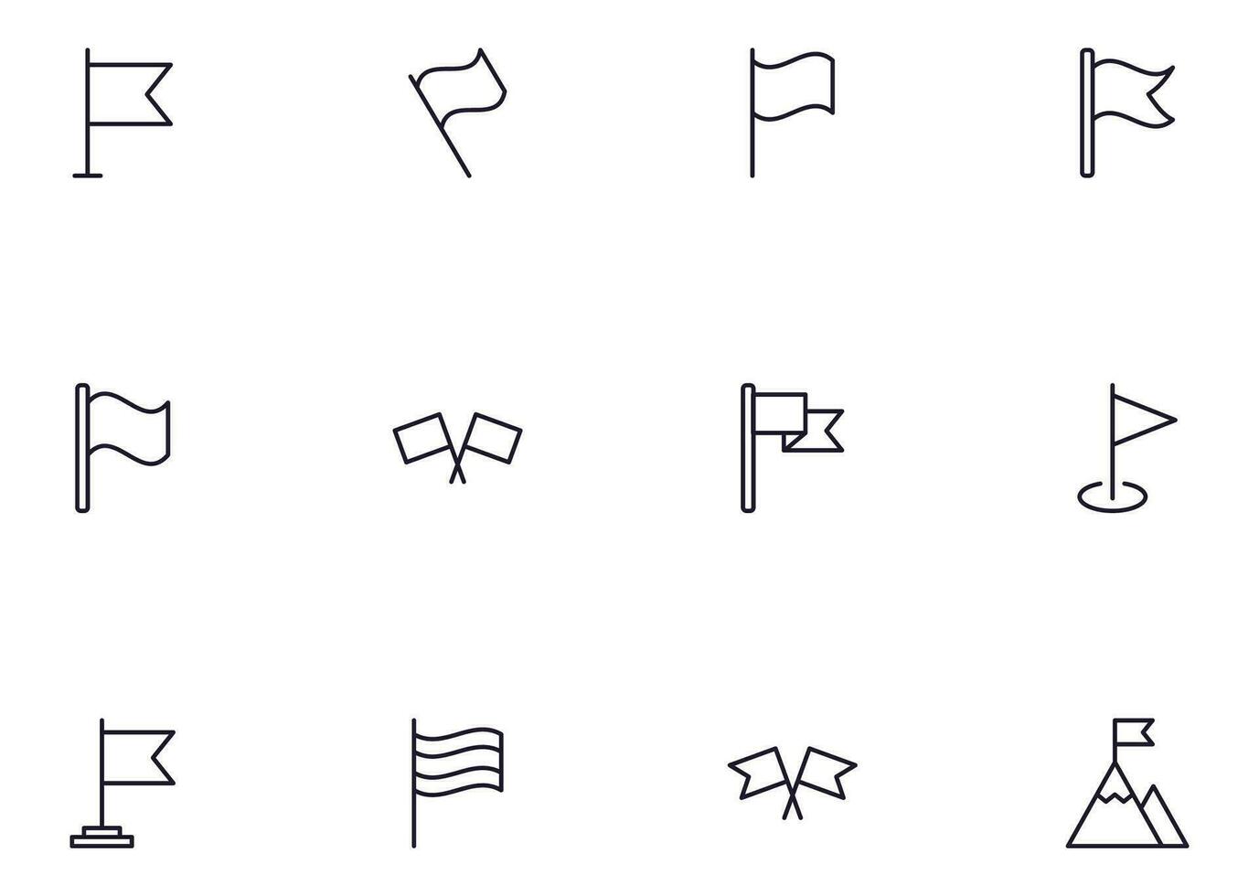 Flag concept. Collection of modern high quality line icons. Editable stroke. Premium linear symbol for web sites, flyers, banners, online shops and companies. vector