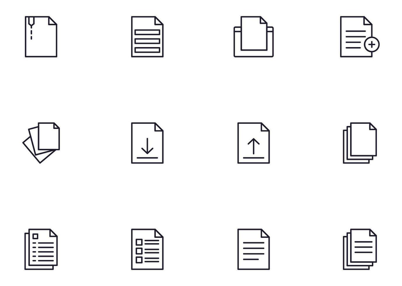 Collection of modern file outline icons. Set of modern illustrations for mobile apps, web sites, flyers, banners etc isolated on white background. Premium quality signs. vector